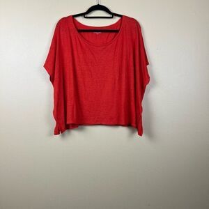 NEW Eileen Fisher Top Blouse Pullover 100% Linen Red  Oversized Size M